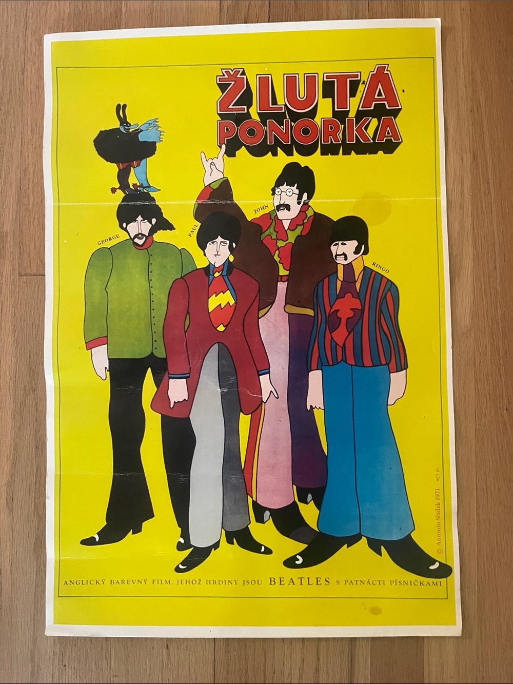 Yellow Beatles-Inspired Pop Art Poster - Vintage Concert Illustration